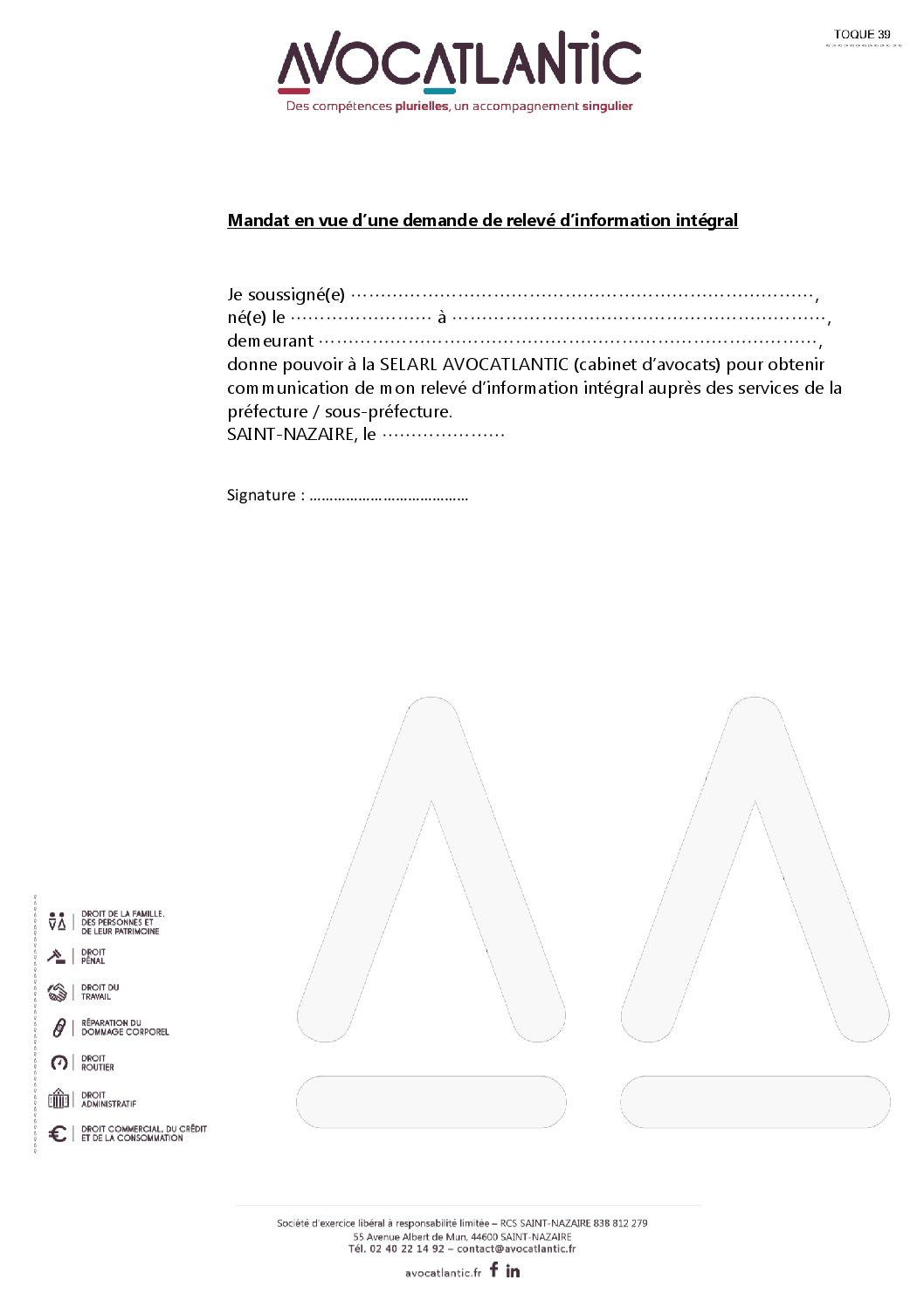 Mandat pour communication RII